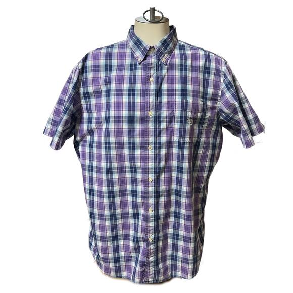 Chaps Purple/Blue Plaid S/S Button Down Men's Shirts Size XL - Picture 1 of 4